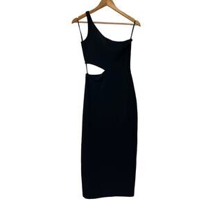 Hugo Buscati Vintage 90’s Black Cutout Slit Formal Maxi Dress Stretch Rayon Sz 2
